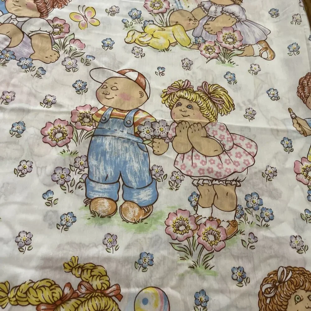 VINTAGE 1983 CABBAGE PATCH KIDS TWIN FLAT & FITTED BED SHEET SET